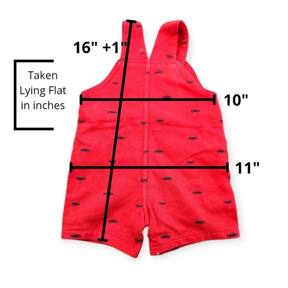 2-Piece Carter's Baby Red shortalls Overalls Striped T-Shirt Kids 12 Months - Picture 14 of 16